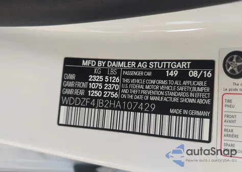 2017 Mercedes-Benz E 300 from USA, damaged, VIN WDDZF4JB2HA107429